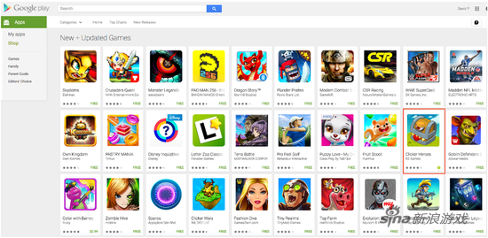 Google Play在New Games中推荐